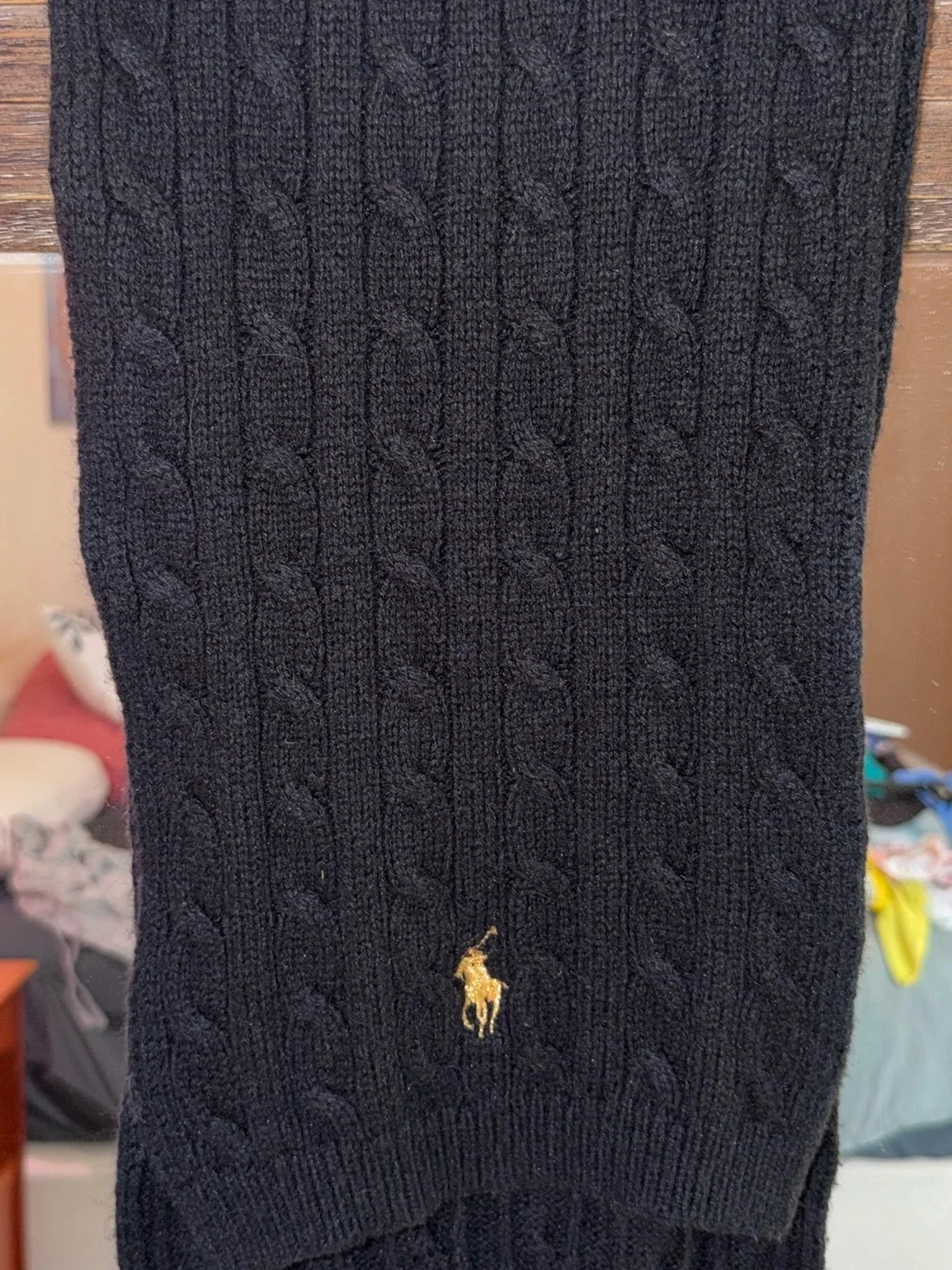 Polo by Ralph Lauren Men’s Black Scarf with Gold Pony